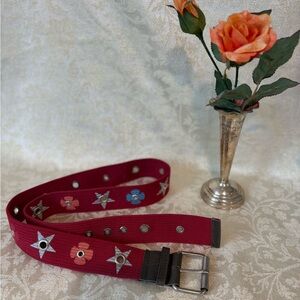 Stylish Red Pattern Grommet Women's Fashion Belt